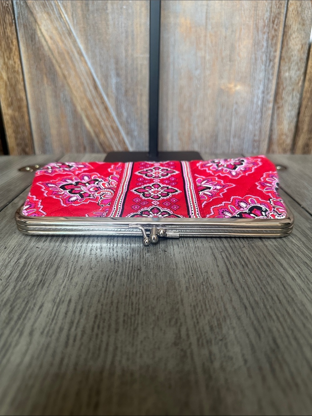Vera Bradley Frankly Scarlet Quilted Wallet with Silver Kiss Lock - Picture 3 of 12